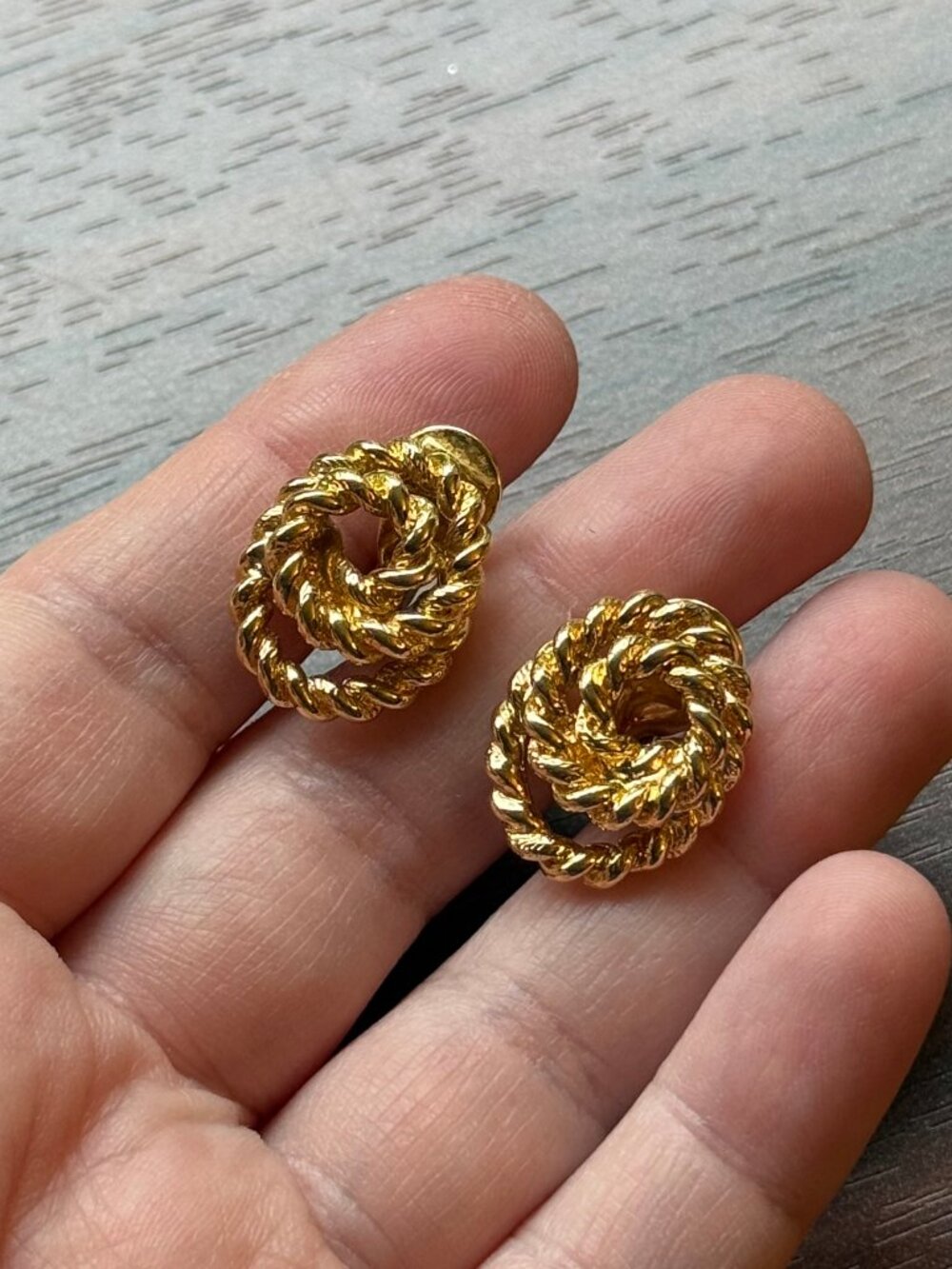 Monet Clip on Earrings with Rope Details in Gold Tone